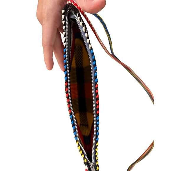 Handmade Woven Plastic Bag Multicolor Shoulder/Zip Purse - Picture 5 of 8